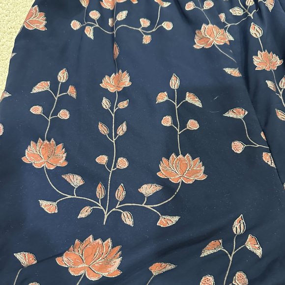 Indya Jumpsuit SS Boho Gypsy Ruffle Tier Legs Navy Metallic Floral Bollywood 2XL - Picture 4 of 11